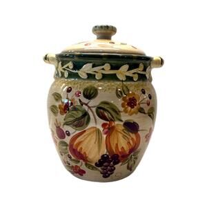 Certified International La Toscana Medium Canister & Lid - Fruit Flower Leaf